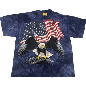The Mountain Bald Eagle Flag USA Shirt Men’s Blue Vintage USA 90’s Size XL